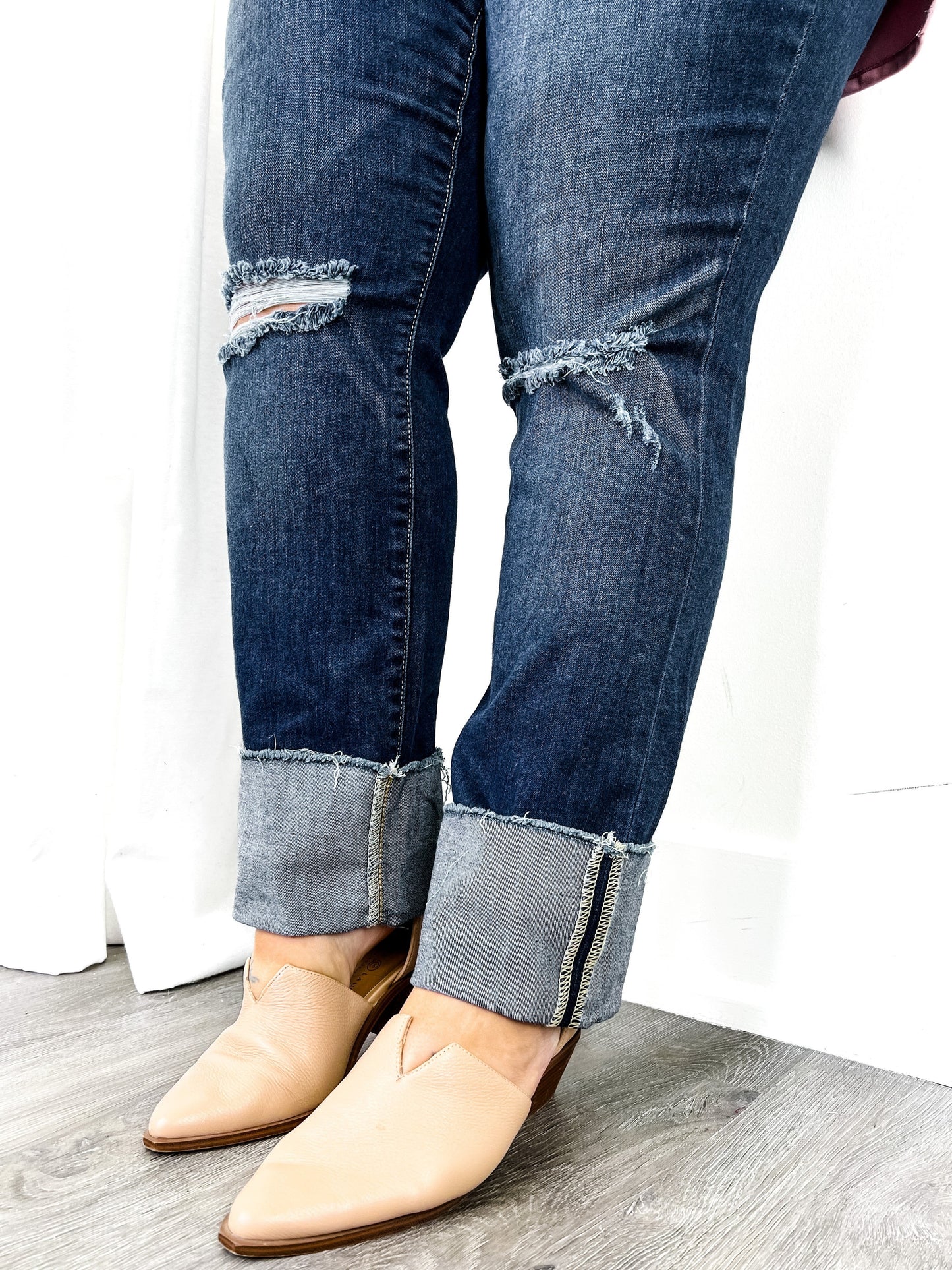 Judy Blue 34" LONG Straight Leg Distressed Jeans