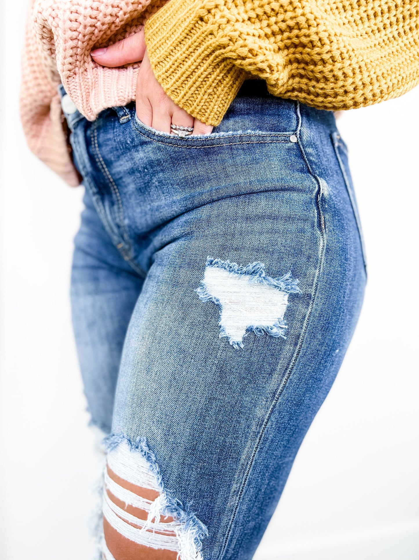 Risen High Rise Cropped Boyfriend Jeans