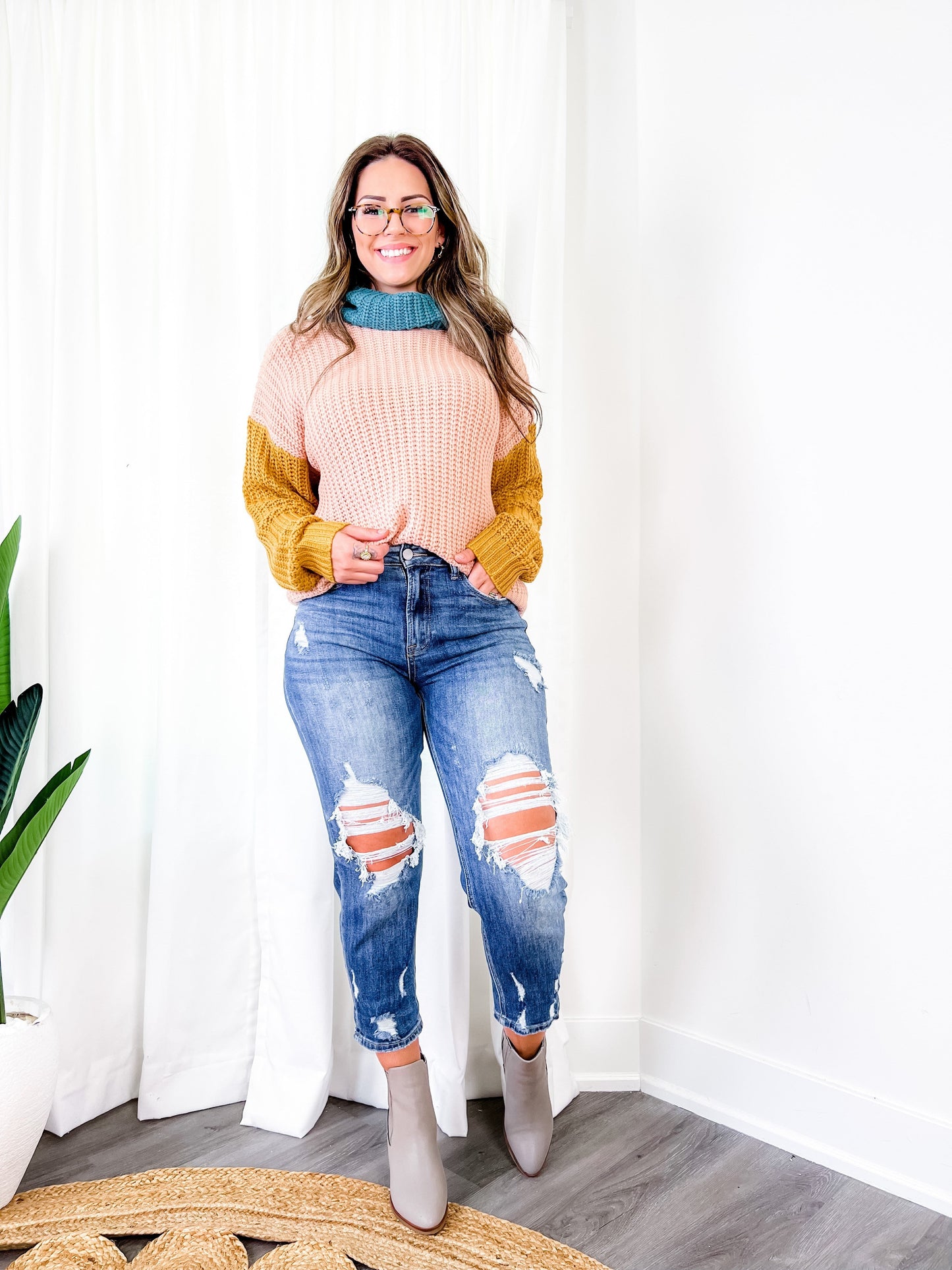 Risen High Rise Cropped Boyfriend Jeans