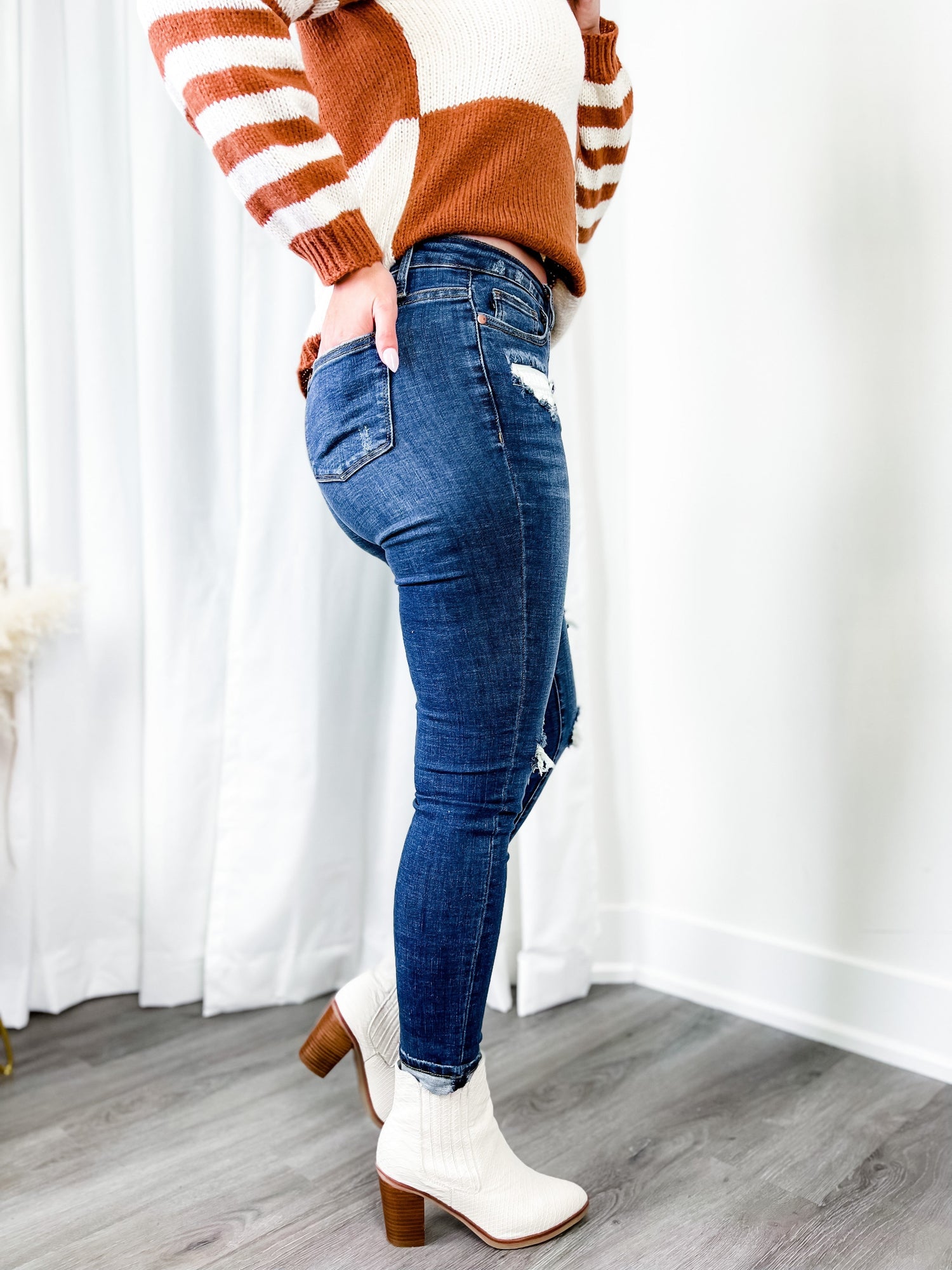 Judy Blue Mid Rise Skinny Thermal Patch