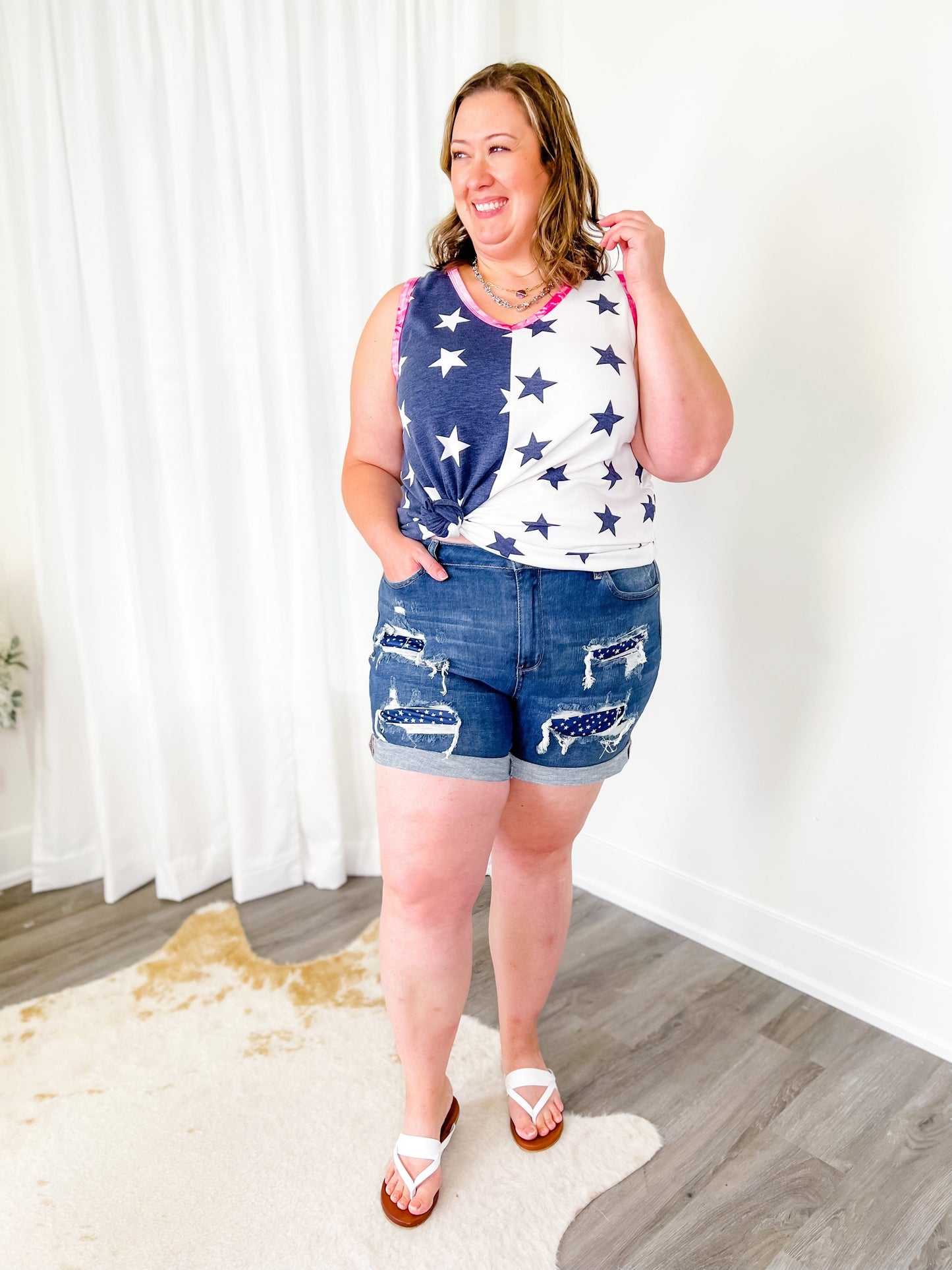 Judy Blue Medium Wash Star Patch Shorts