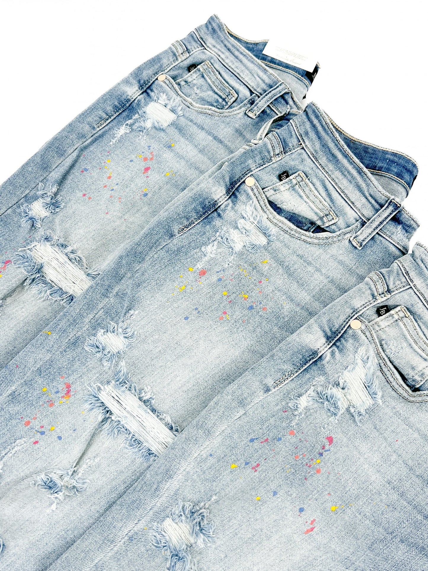 Judy Blue High Rise Distressed Paint Splatter Jeans