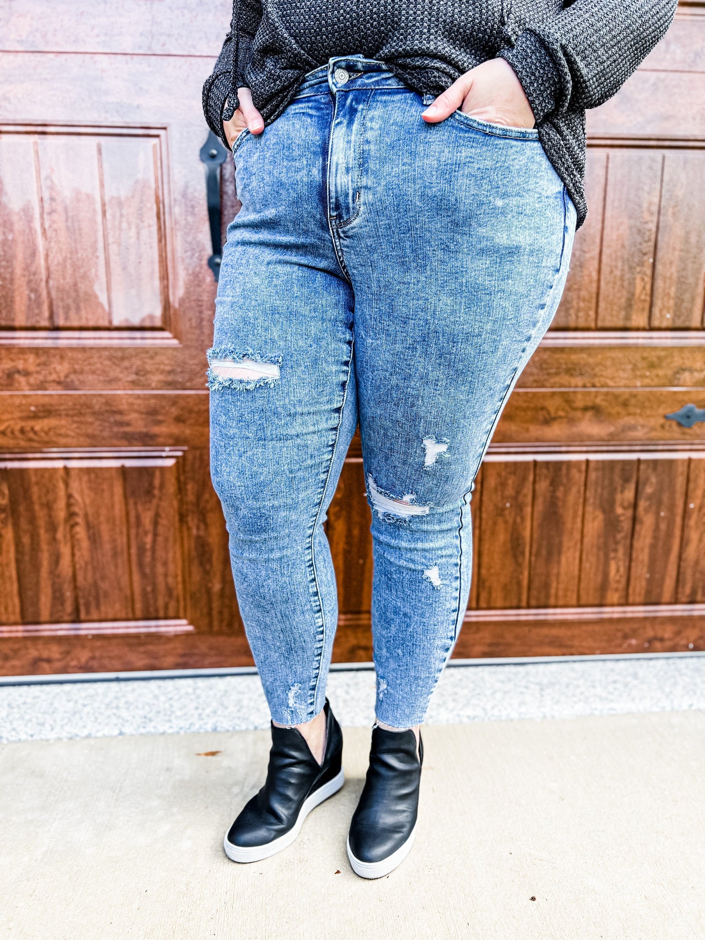 Judy Blue Acid Wash Distressed Skinny Jeans