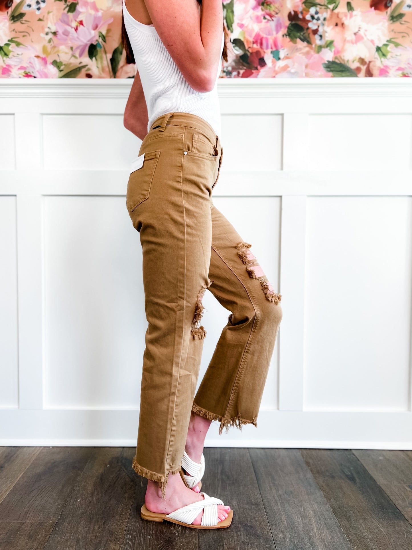 Risen Mocha High Rise Straight Legged Jeans