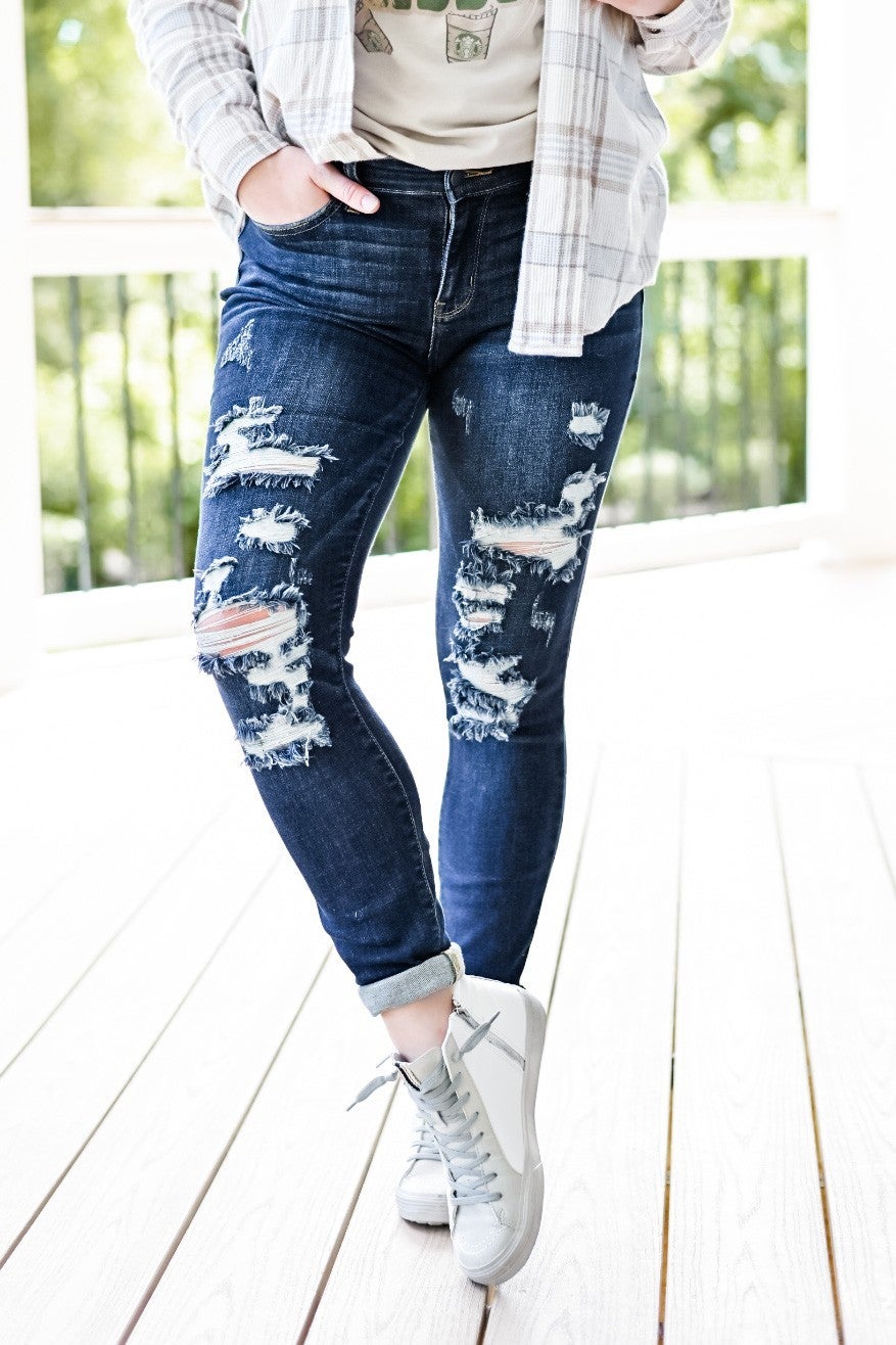 Cute but Psycho Judy Blue Distressed Skinny Jeans