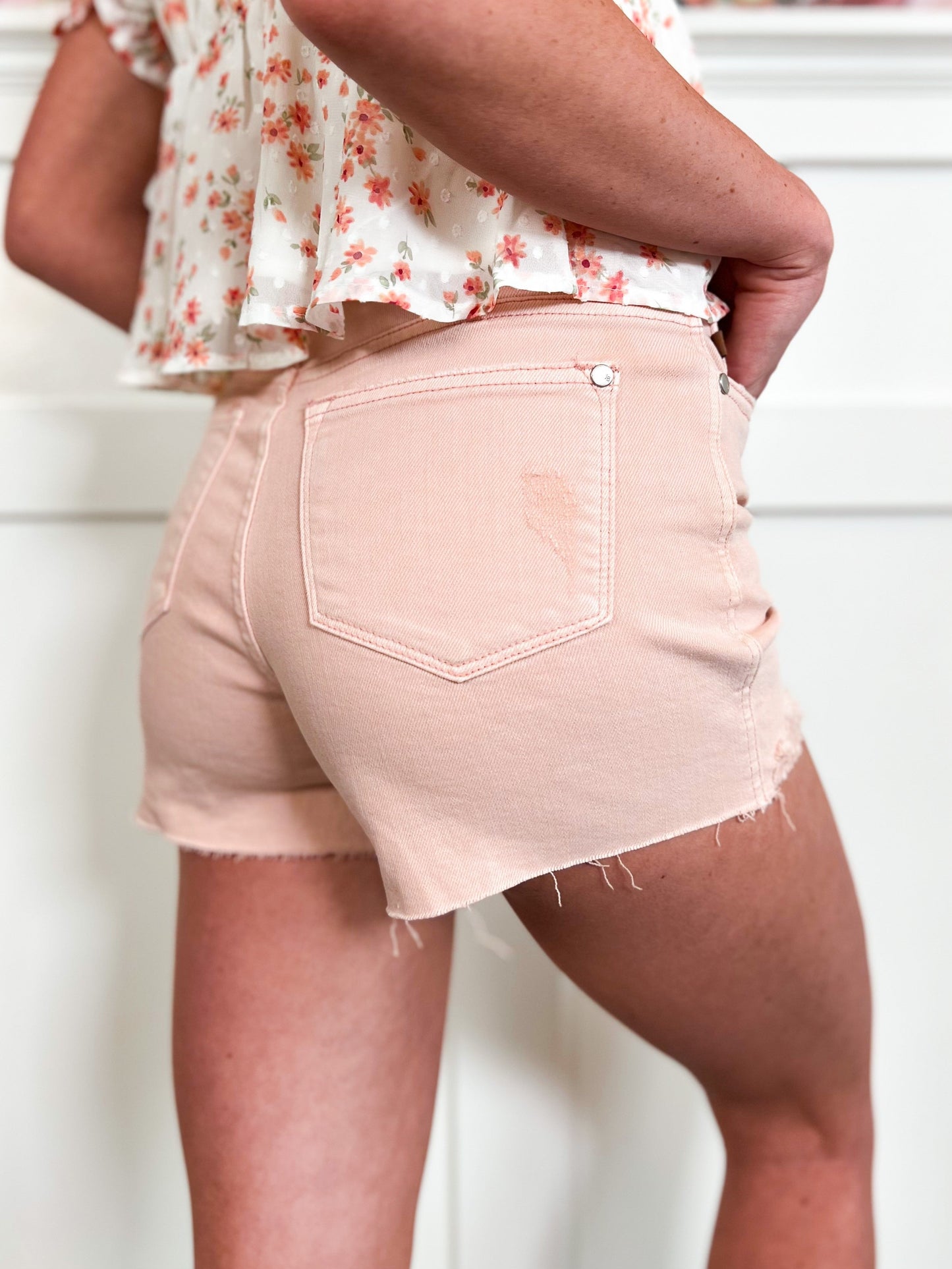 Judy Blue Making me Blush Garment Dyed Cut Off Shorts