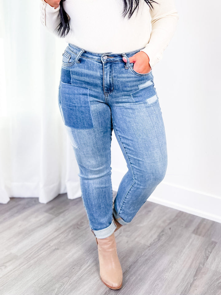 Plus/Reg Judy Blue Self Made Medium Wash High Rise Boyfriend Jeans 88499REG & PLUS