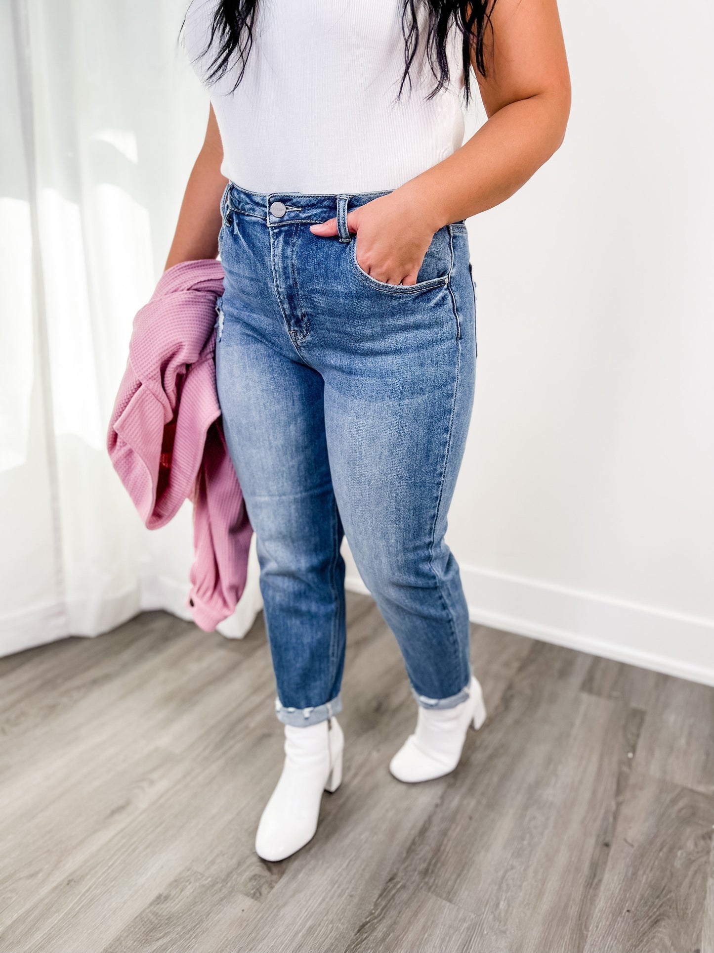 Risen Light Wash High Rise Boyfriend Jeans