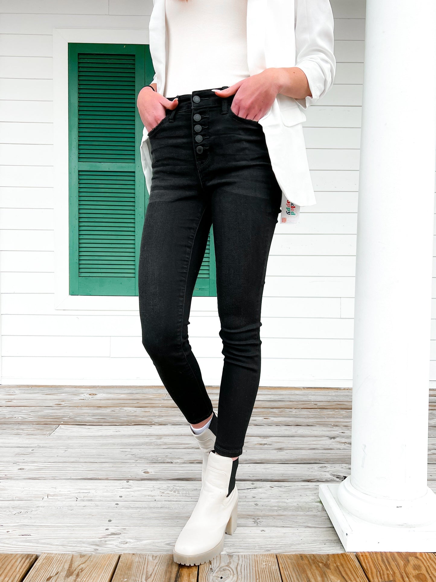 Judy Blue Jet Black Button Fly High Rise Skinny Jeans