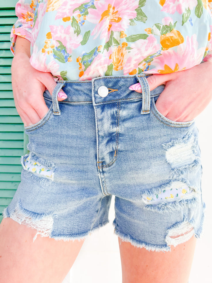 Judy Blue Lemon Drop  Patch Shorts