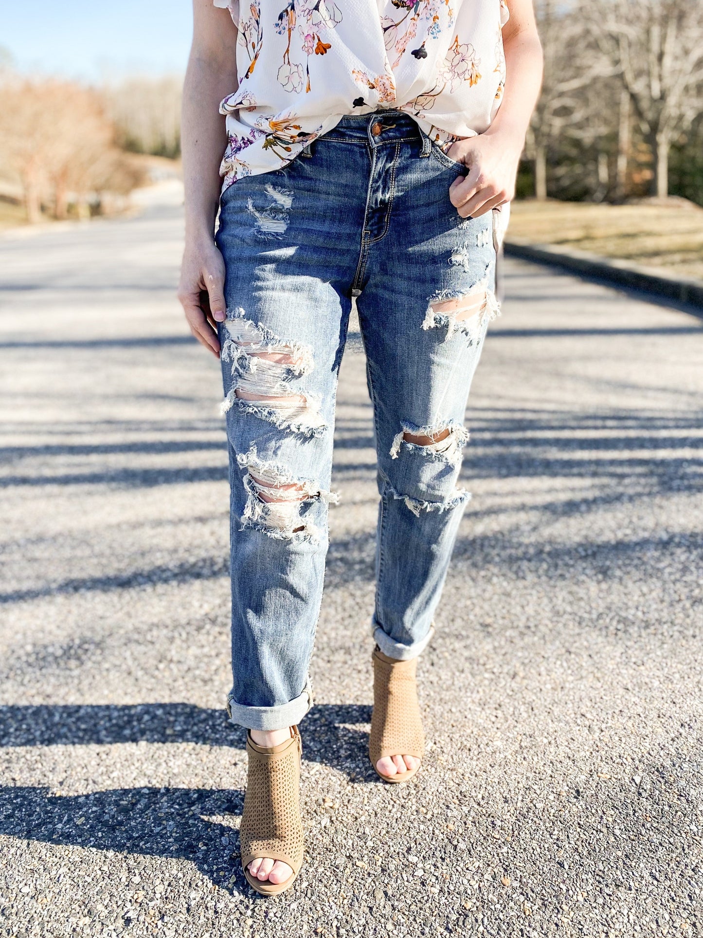 Judy Blue Yoda Best Distressed Boyfriend Jeans