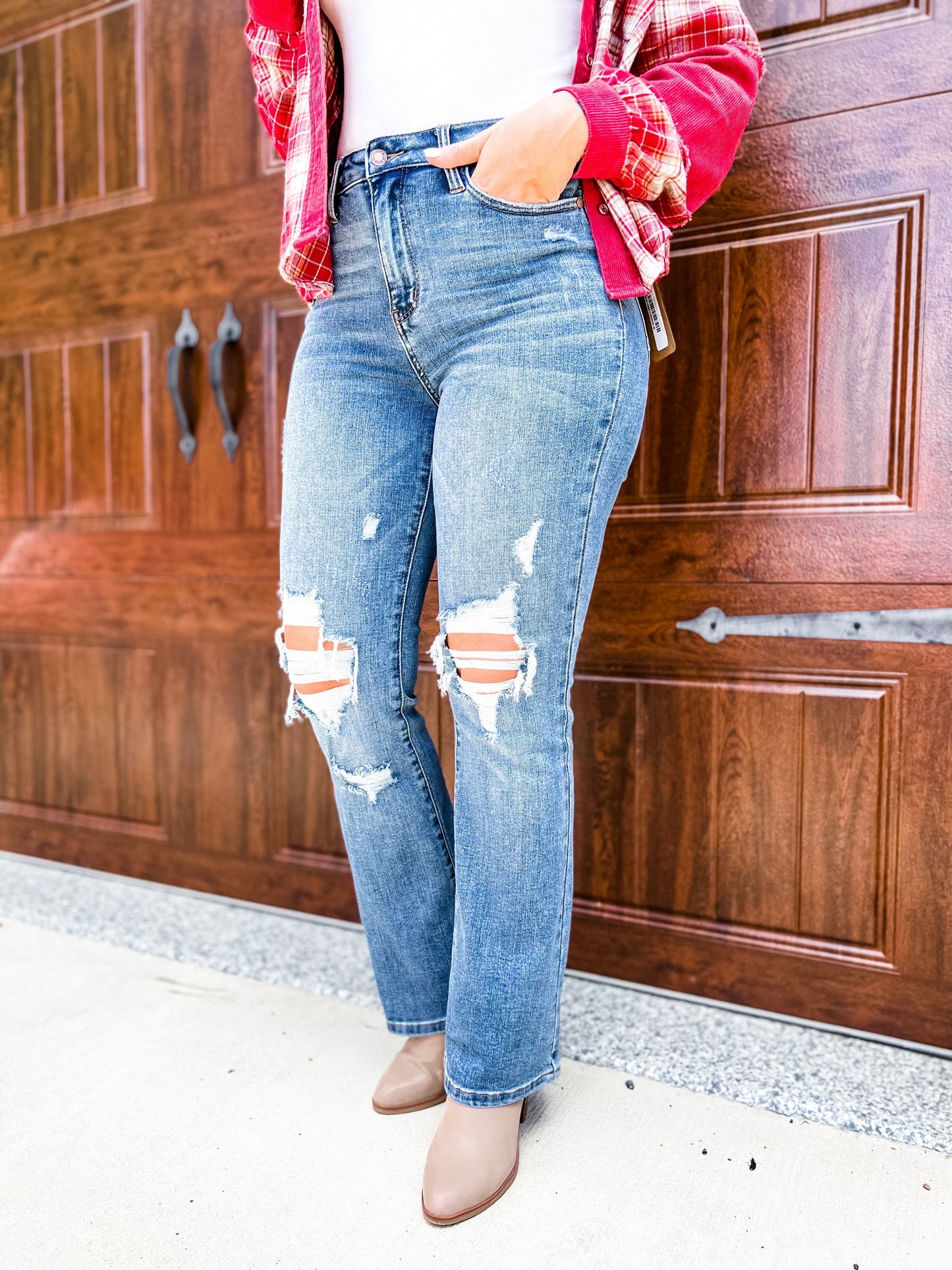 Judy Blue Better in Boots High Rise Distressed Bootcut Jeans