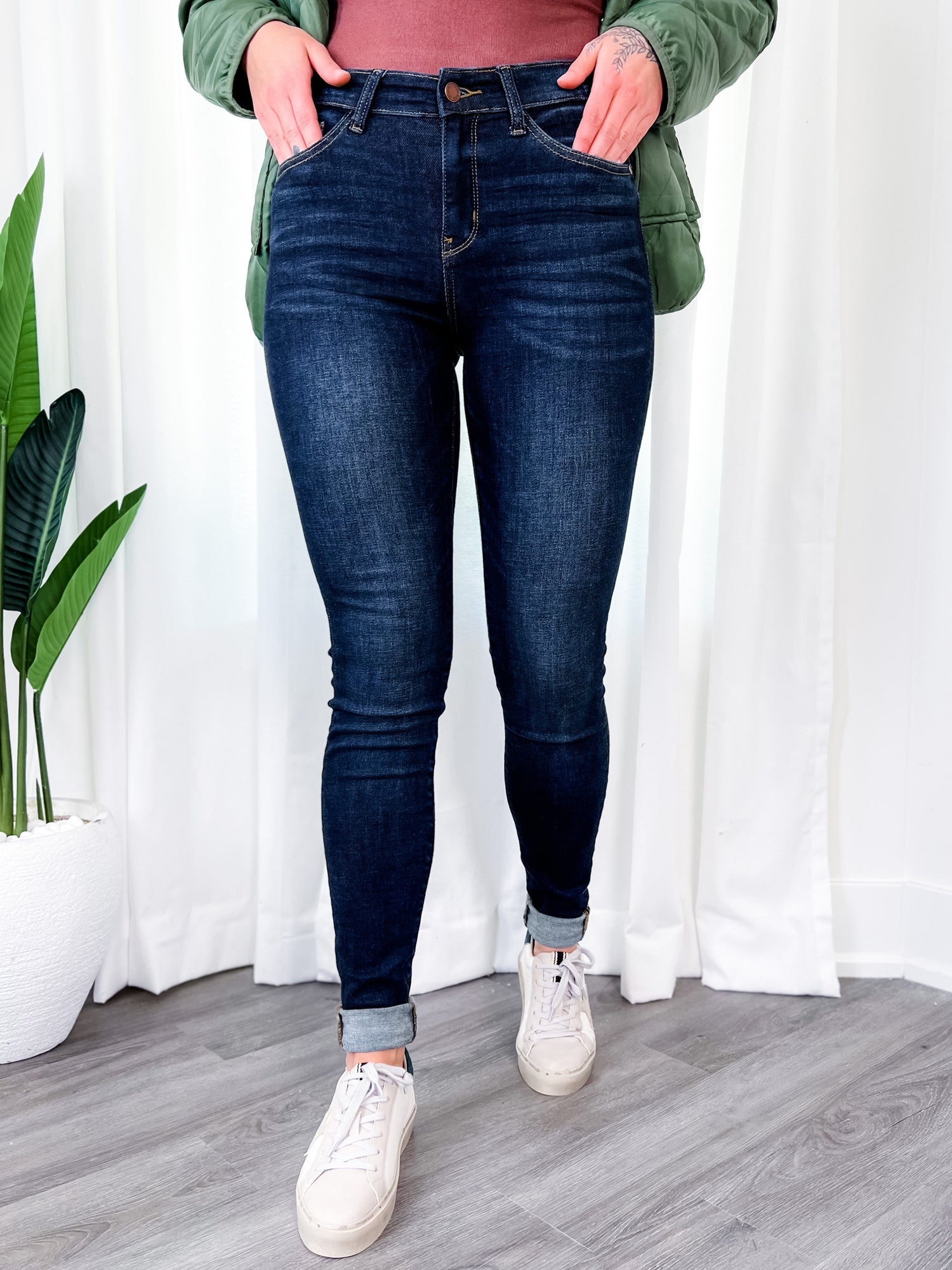 PLUS/REG Judy Blue Long Tall Sally Non-Distressed Skinny Jeans (34" INSEAM!) 82152 DK