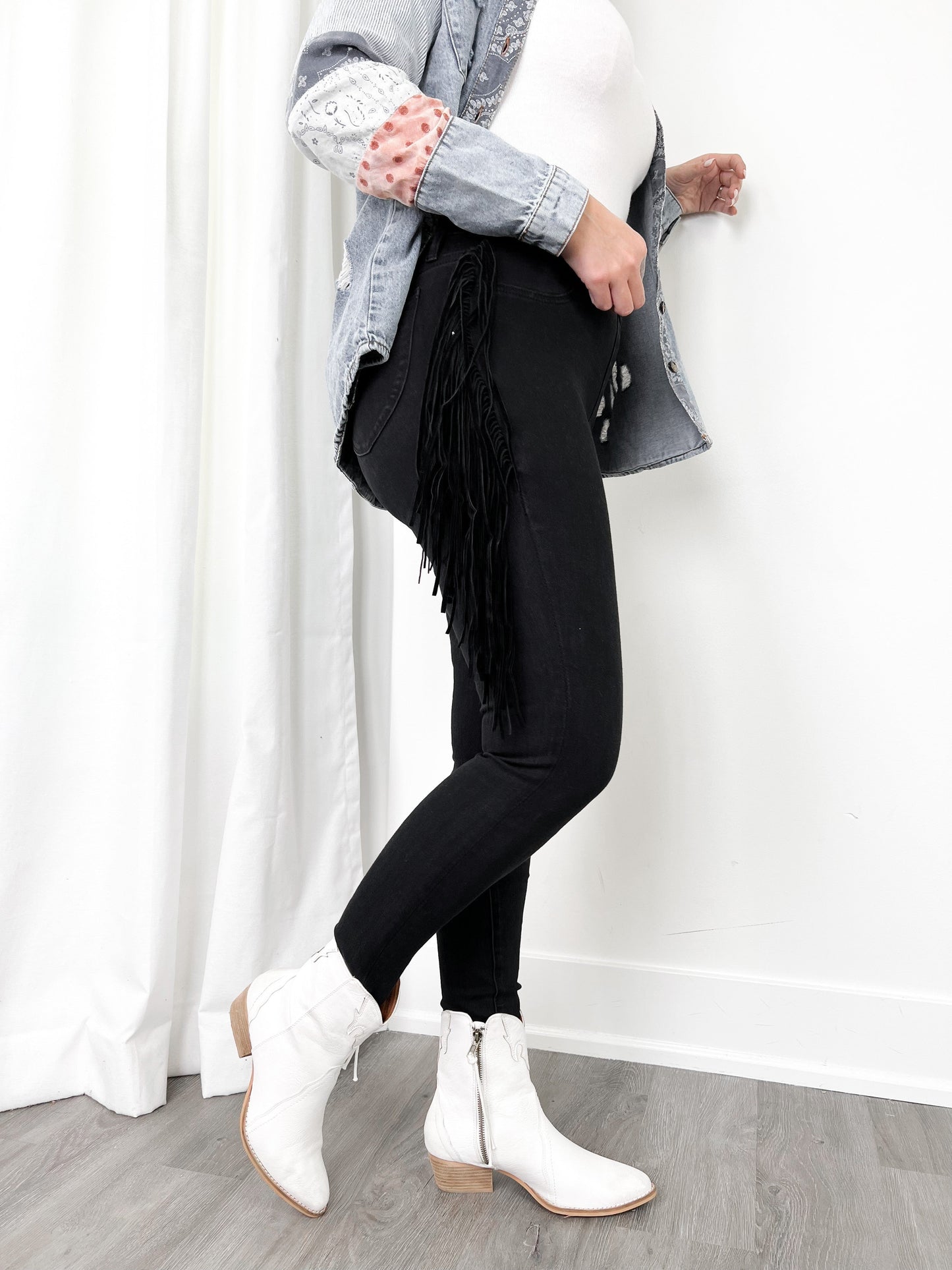 Judy Blue Side Fringe Black Skinny Jeggings