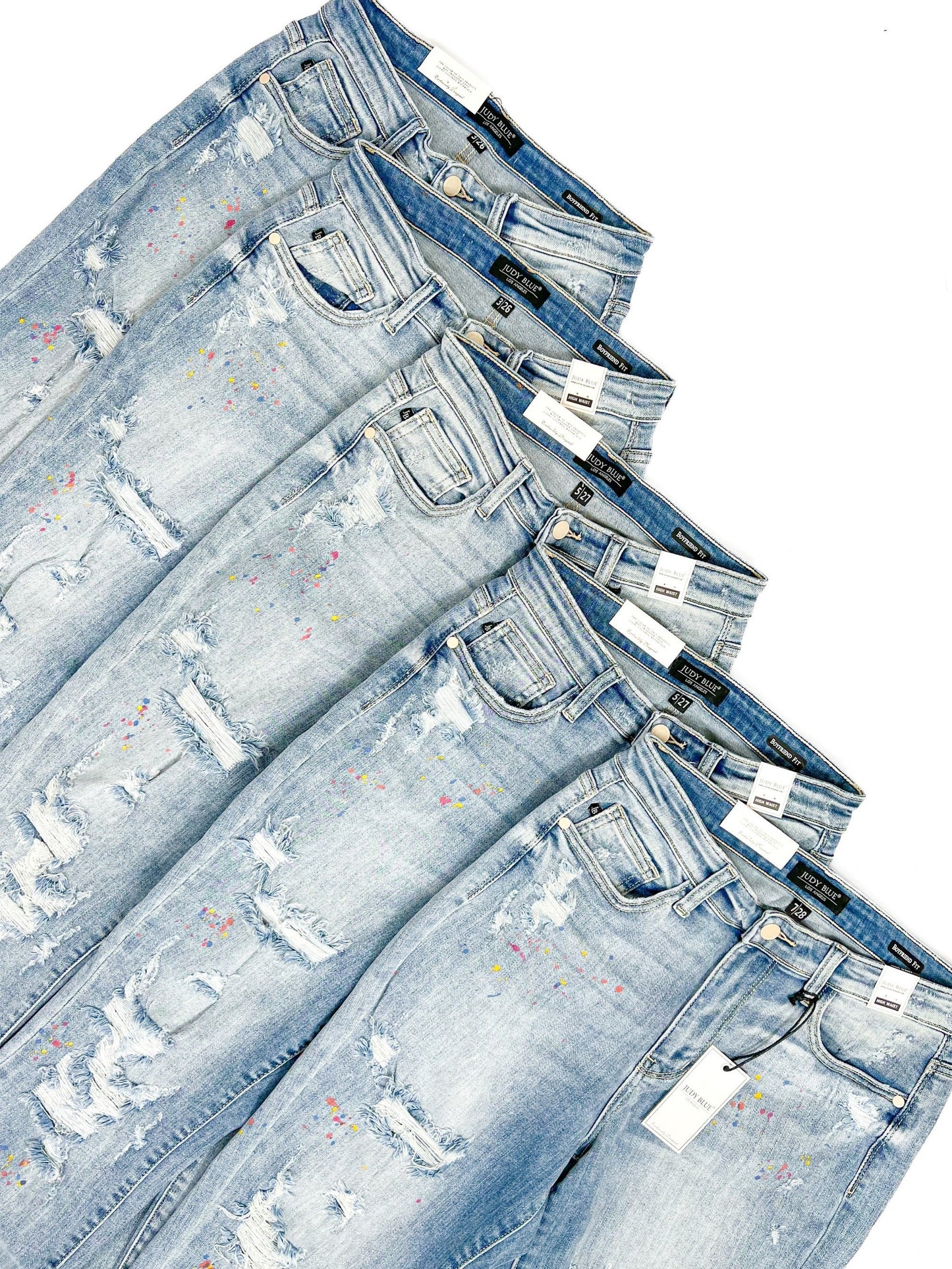 Plus/Reg Judy Blue High Rise Distressed Paint Splatter Jeans 82398Reg & PL