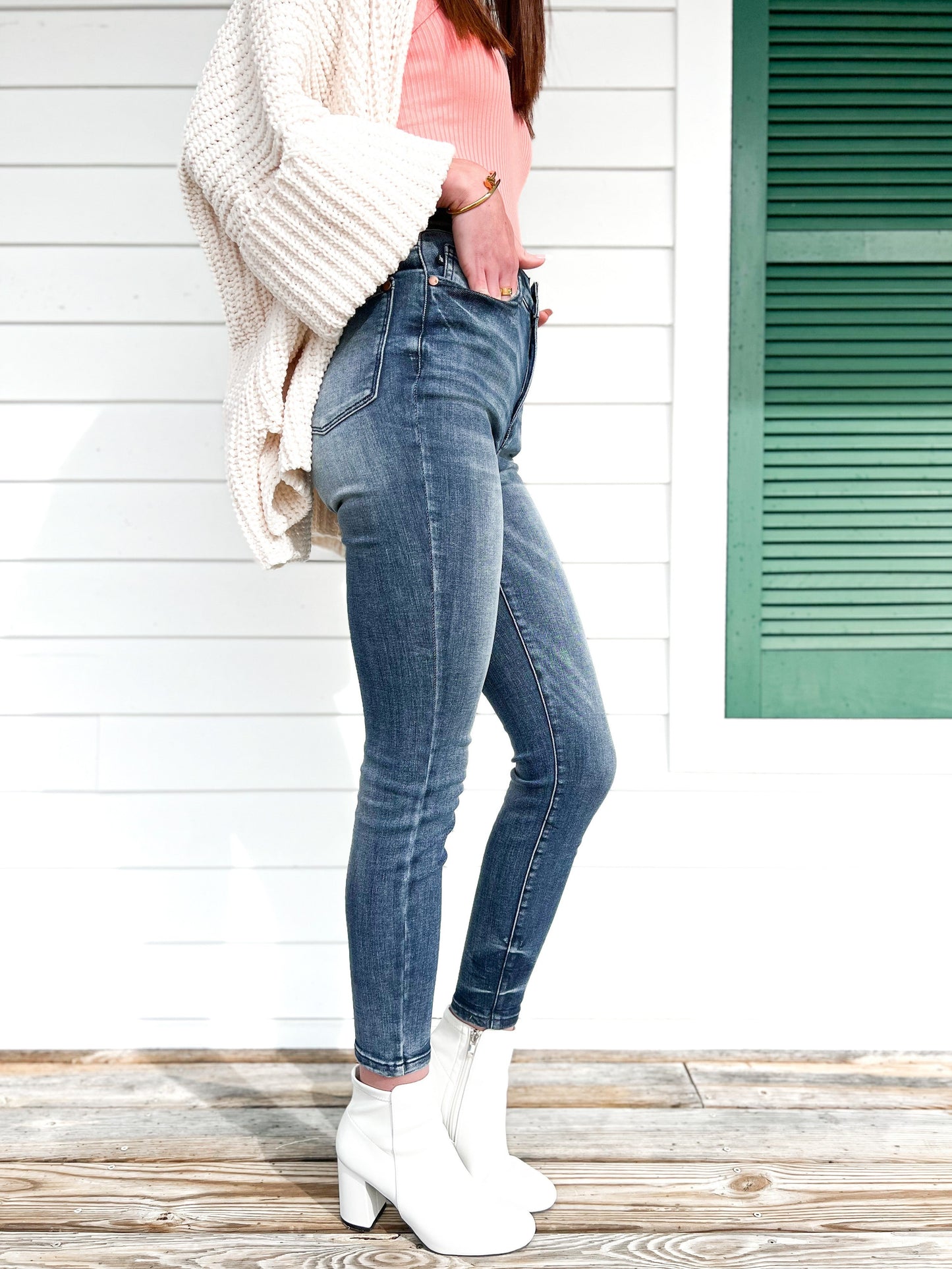 Judy Blue Our Little Secret Dark Wash High Rise Tummy Control Contrast Wash Skinny Jeans