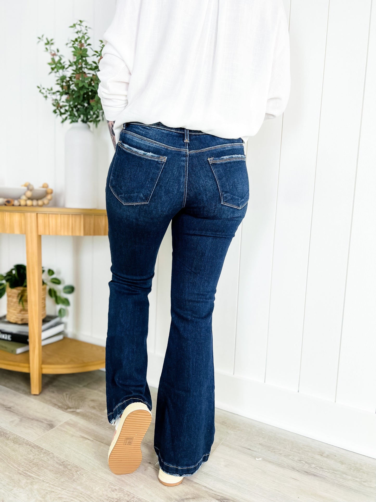 Risen mid Rise Dark Wash Flare Jeans