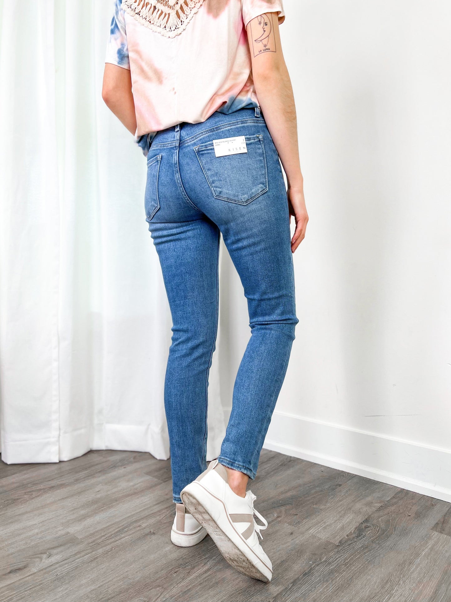 Risen Relaxed Fit Medium Wash Skinny Jeans