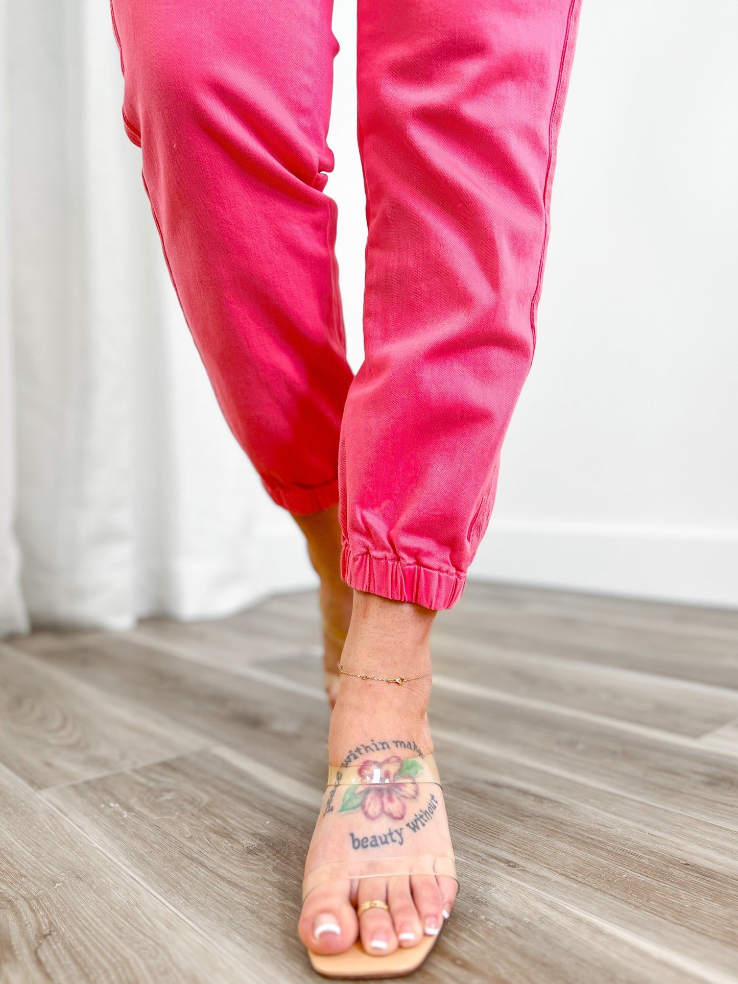 Risen Pink High Rise Jogger Jeans