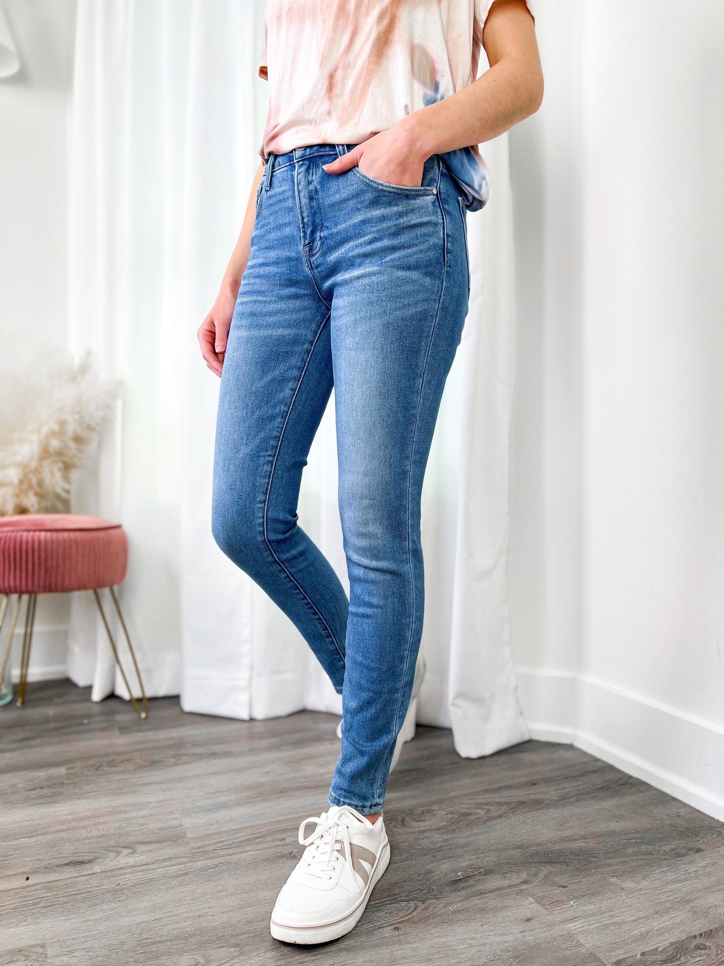 Risen Relaxed Fit Medium Wash Skinny Jeans